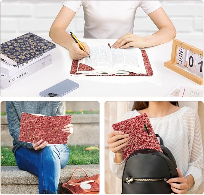 Book Covers with Corner Bookmark - Fabric Dust Jackets for Books - Book Protector for Book Lovers - Book Covers for for Paperbacks,Hardcover,Bibles - Soft Cover Book Sleeve for AA Books