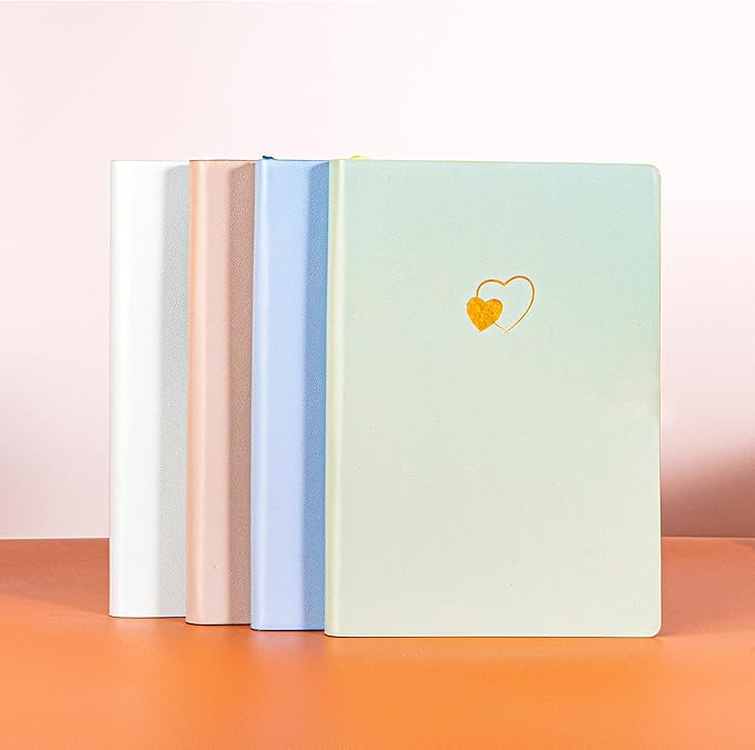 CAGIE Lined Journal Notebook for Women and Girls 256 Pages Cute Diary with Heart-Shaped Leather Journals for Writing A5 Soft Cover Notebooks for Work School (Fruit Green, A5)