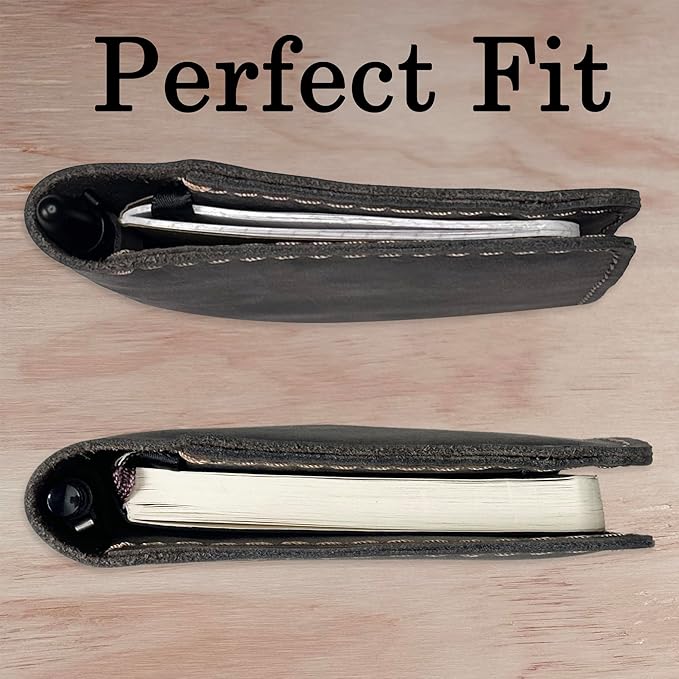 Leather Cover for Field Notes, Passport Cover, Leather Notebook Cover for 3.5" x 5.5" with Pen Holder, Only Cover (Gray)