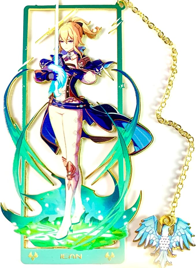 Genshin Impact Jean Metal Bookmark - Anime Figure Merch with 3D Display Box - Birthday Gifts for Fans Friends Gamer Book Lovers - Zllada