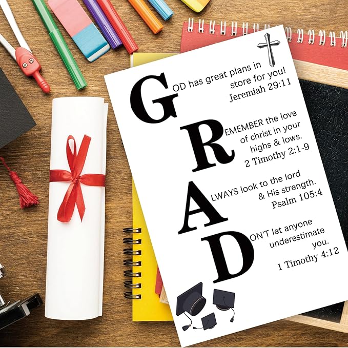 Christian Graduation Congratulations Card – Inspirational Graduation Gifts for 2025 – Good Luck Card, Bible Verses Congratulations Gift, Christian Graduation Decorations