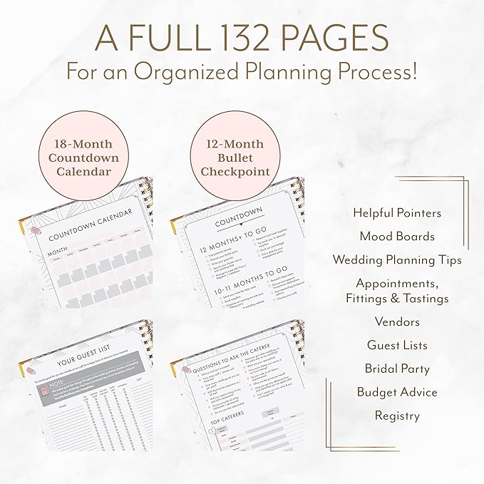 Your Perfect Day Wedding Planner for Bride - Wedding Planning Book and Organizer, Bridal Wedding Planner Book & Binder with Wedding Countdown Calendar (MARBLED)