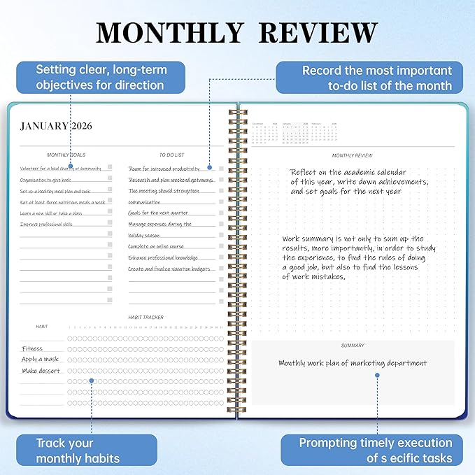 Monthly Planner 2025-2026, 2025 Calendar 24 Months Planner, JAN 2025 - DEC 2026, 8.5"x11", Personal Organizer with Monthly Goals, To-Do List, Habit Tracker, 24 Months for School Office Home Planning