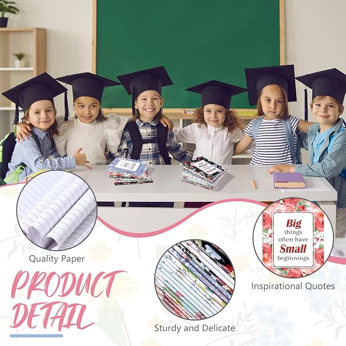 Yeaqee 72 Pcs Motivational Pens Notepads Gifts Set Inspirational Quote Ballpoint Pen Small Notebook Mini Journal Bulk Gifts for Teacher Coworker Gifts Women Office School(Inspiring)