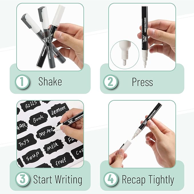 Mr. Pen- Chalkboard Labels, 150 pcs, Assorted Shapes, 1 White Chalk Marker and Small Towel, Labels, Label Stickers, Labels for Storage Bins, Sticker Labels, Bottle Labels, Food Labels, Jar Labels