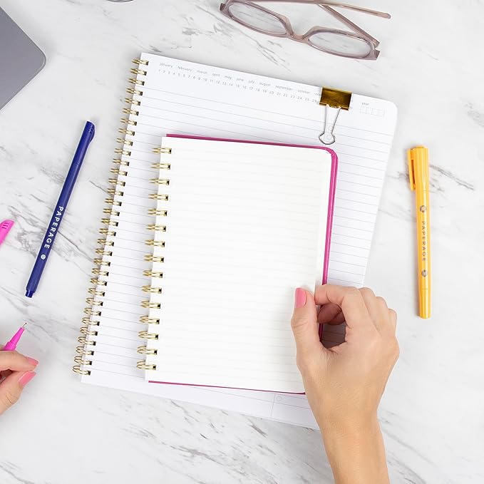 PAPERAGE Lined Spiral Journal Notebook, (Lavender), 160 Pages, Medium 5.7 inches x 8 inches - 100 GSM Thick Paper, Hardcover, Double-Wire Spiral Journal & Notebook