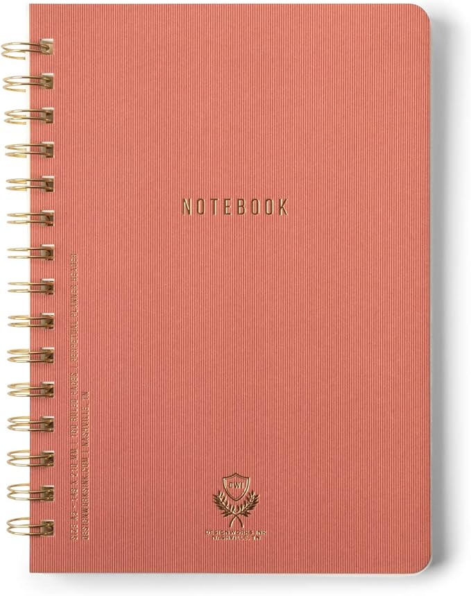 DesignWorks Ink 6" x 8.25" Terracotta Textured Paper Twin Wire Spiral Notebook Journal with 160 Lined Pages for Work, Writing, Journaling