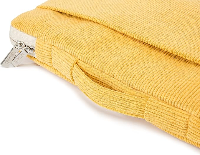 Kinmac Corduroy 360° Protective Water Resistant Laptop Case Bag Sleeve Compatible with LG Gram 16 inch and 15.6 inch-16 inch Laptop (Yellow)