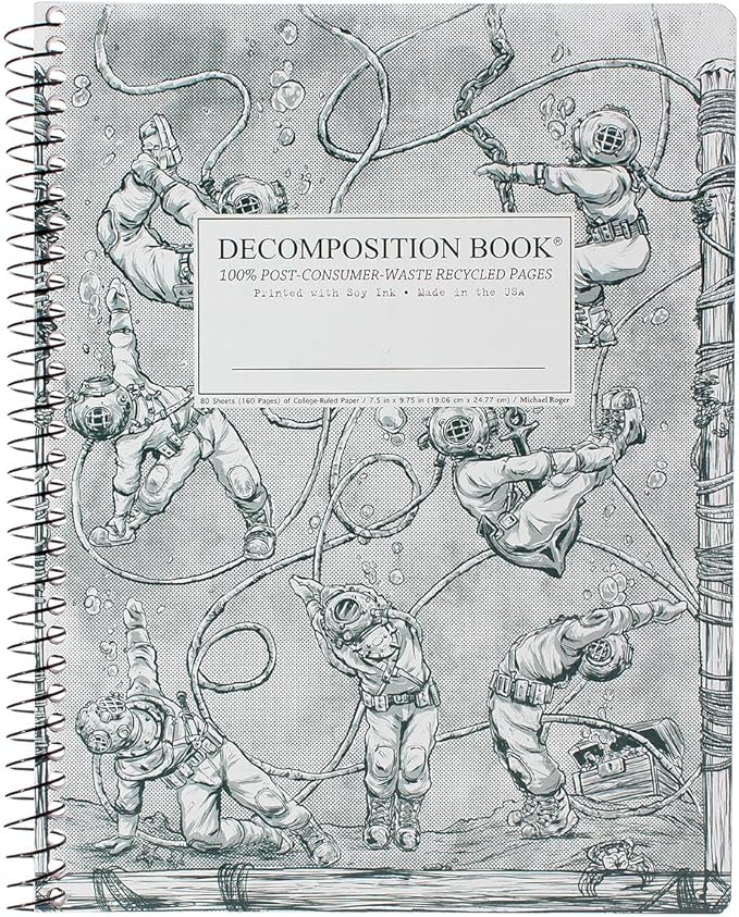 Decomposition Deep Stretch College Ruled Spiral Notebook - 9.75 x 7.5 Journal with 160 Lined Pages - 100% Recycled Paper - Notebooks for School Supplies, Home & Office - Made in USA