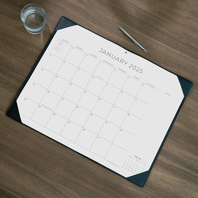 Cabbrix Simplified Desk Calendar 2025-2026 with Desktop Mat, Desk Pad Calendar Large 21" x 16-1/2" Runs from Jan 2025 to Jun 2026, Monthly Desktop Calendar for Home School and Office (Black)