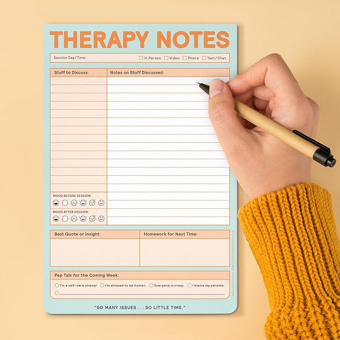 Knock Knock Therapy Notes Pad: Record Stuff to Discuss in Therapy + Session Notes & Discussion, 6 x 9-Inches