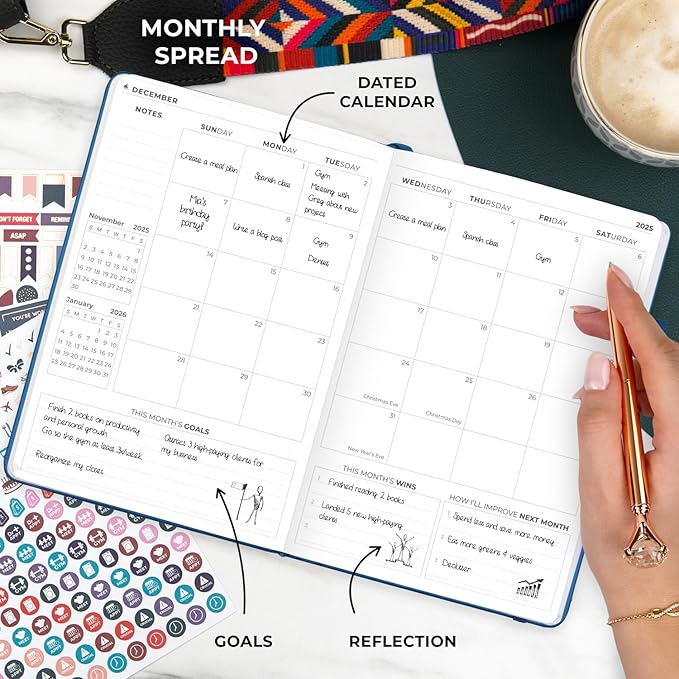 Clever Fox Dated Planner Premium Edition – 2025-2026 Weekly Planner for Planning, Goal Setting & Time Management – Planner Notebook with Habit Tracker & to-do List – A5 Size (Mystic Blue)
