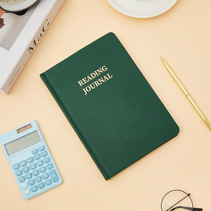 Reading Journal Book Lovers Gifts Hardcover Leather Readers Log Track Reading with 65 Book Reviews, 5.8”x8.3”, DarkGreen