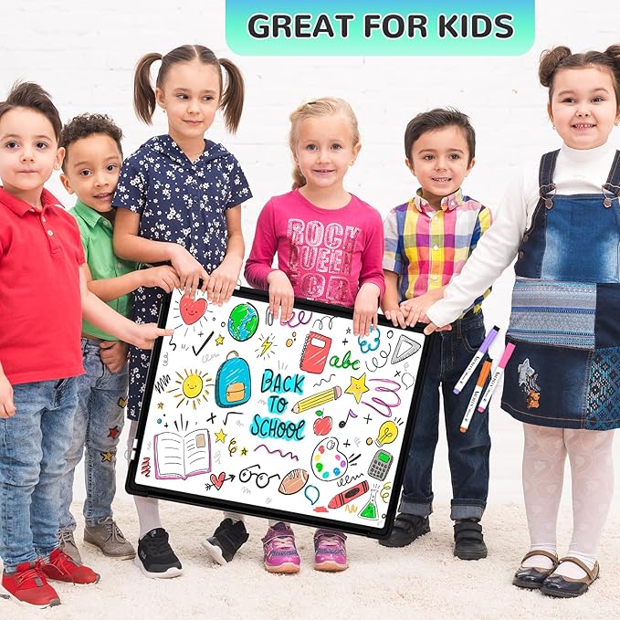 Monthly Calendar Whiteboard, 24"x18" Dry Erase Cork Board Combination for Wall, Magnetic Dry Erase Board, Double-Sided White Board, Portable Board for Office, Kitchen, Planning, Memo, School, Home