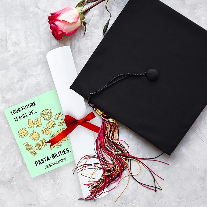 ALY LOU Graduation Card Funny for Him/Her, Congratulations Grad Card for Students Son Daughter, College High School University Greeting Cards (You're Future Is Full Of Pasta-bilities)