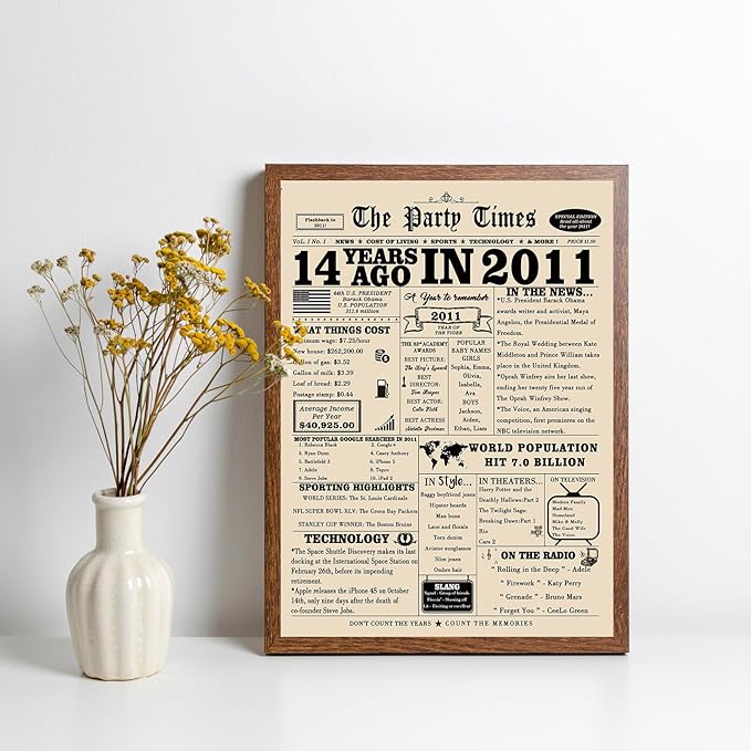 Retro 14th Birthday Card for Girls Boys, Funny 14th Birthday Gift Ideas for Daughter Son, Happy 14 Year Old Bday Decorations for Her Him