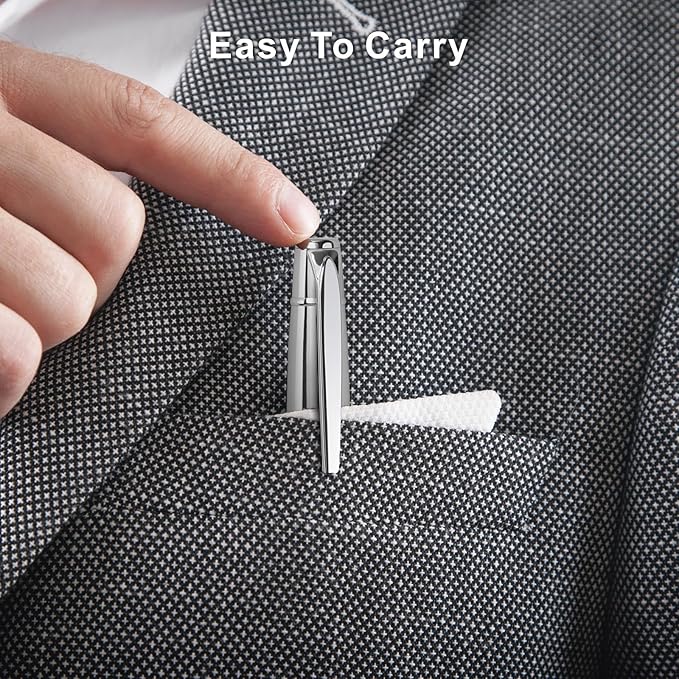 Cambond Ballpoint Pens Black Pens - Bulk Pens Metal Pen for Journaling Gift Business Men Police Flight Attendants 1.0 mm Medium Point Nice Pens, 3 Pens with 6 Refills (Sliver)