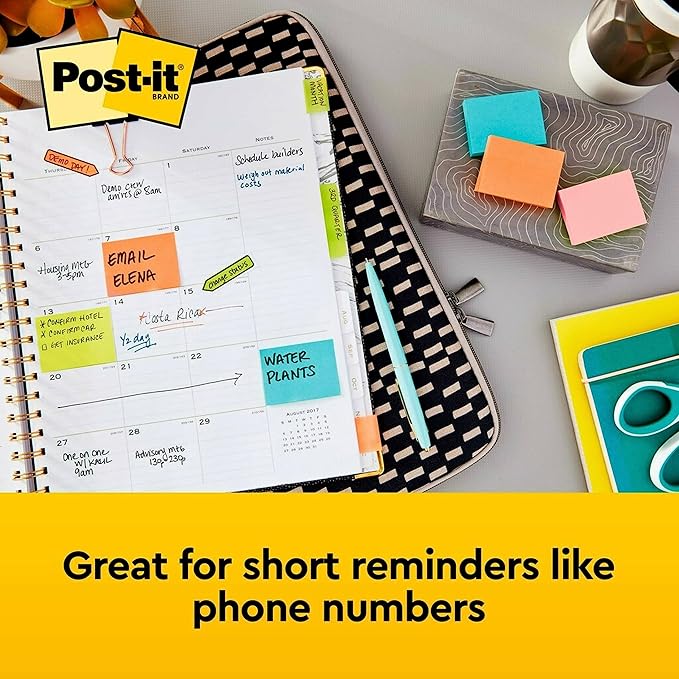 Post-it Mini Notes, 1 3/8 in. x 1 7/8 in., 12 Sticky Notes Pads, 100 Sheets per Pad, Poptimistic Collection, School Supplies and Oﬃce Products, The Original Post-it Note