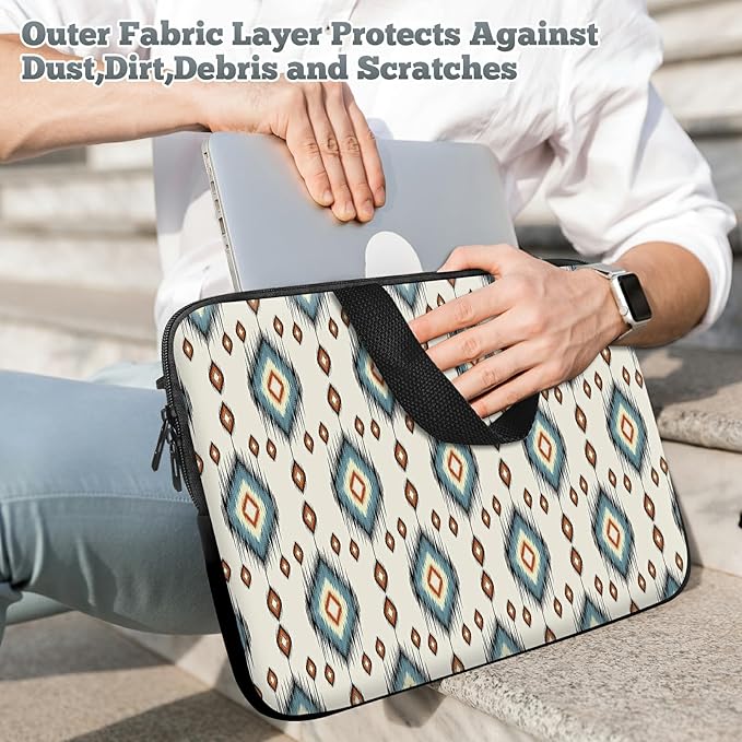 Laptop Sleeve Case Bag 13 inch, Geometric Ethnic Oriental Slim Carrying Case Durable Handbag Travel Laptop Bag for 13 inch MacBook Air M3/M2/Pro M2/ 13" iPad Pro/Air M4/M2 2024