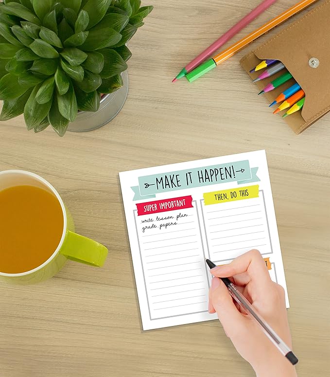 Carson Dellosa Aim High Notepad, 50 Sheet Note Pad With Lined Paper, To Do List, Checklist, Classroom Organization Stationary, Desk Accessories and Office Supplies