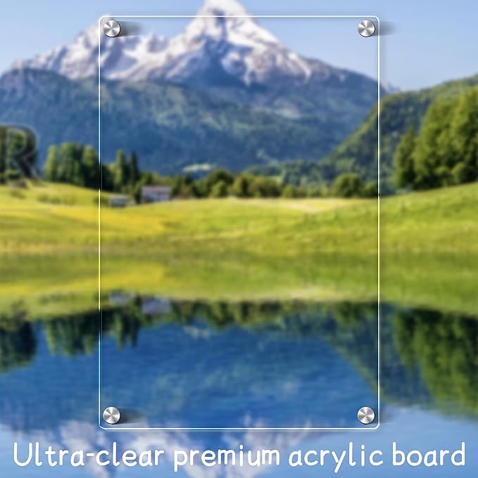 Acrylic Magnetic Dry Erase Board for Fridge 12"x8" Small Magnetic Acrylic Whiteboard for Refrigerator Clear Board Magnet White Board for Fridge Wall