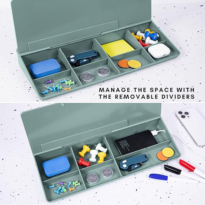 Birch Desktop Whiteboard with Storage & Multiple Markers Surface Desktop Glass Dry Erase Board Desk Top White Board Dry Erase Notepad Desk White Board Tabletop Desk Whiteboard (Moss)