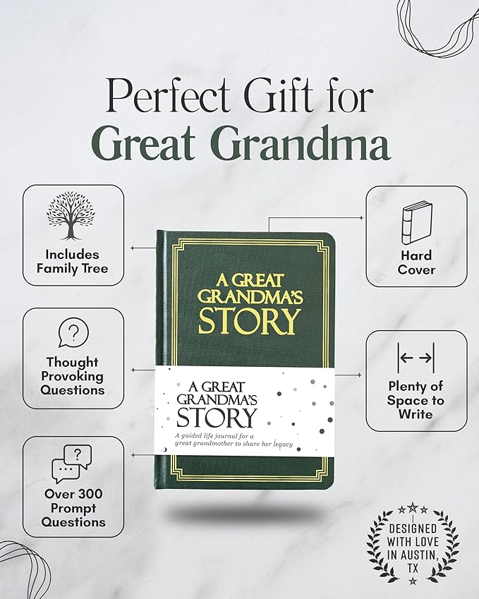 Great Grandma's Life Story Journal (Hardcover): A Meaningful Keepsake for Great Grandma to Share Her Journey & Memories, Book Includes 250+ Prompts, Great Gifts for Mother's Day, Birthday & Christmas