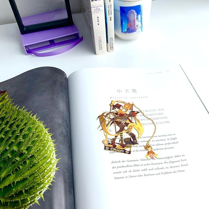 Genshin Impact Chiori Metal Bookmark - Anime Figure Merch with 3D Display Box - Birthday Gifts for Fans Friends Gamer Book Lovers - Zllada