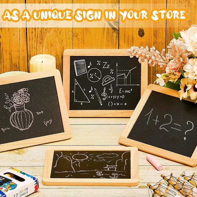24 Pcs Small Slate Chalkboard Mini Chalk Board with Frames Mini Board Signs School Supplies for Classroom Home Office