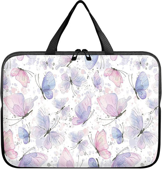Laptop Sleeve Case Bag 15 inch, Pink Purple Butterfly Slim Carrying Case Durable Handbag Travel Laptop Bag for 15 inch MacBook Air M3/M2/15 Pro/Surface Laptop 7/6/5/4/3/ Dell XPS 15 Plus