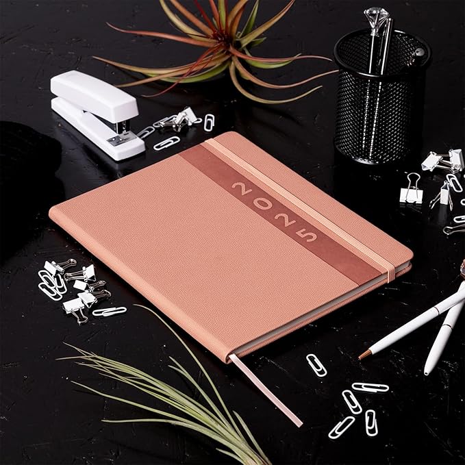 Eccolo 2025 Large Agenda Planner, 12 Month, Yearly, Monthly & Weekly Pages, Habit & Gratitude Tracker (Hardcover - 8 x 10")