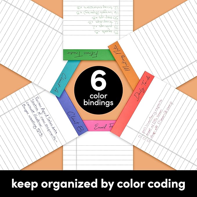 PAPERAGE Lined Legal Pads, (Rainbow), 6 Pack, 50 Sheets Each, Wide/Legal Ruled, Note Pads, Paper, 5 inches x 8 inches