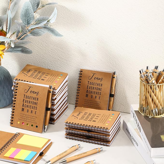 Jetec 50 Sets Bulk Employee Appreciation Gifts Bulk Inspirational Spiral Notebook with Note Ballpoint Pen Thank You Gifts for Volunteer Social Worker Nurse Staff Coworker Students (Team)