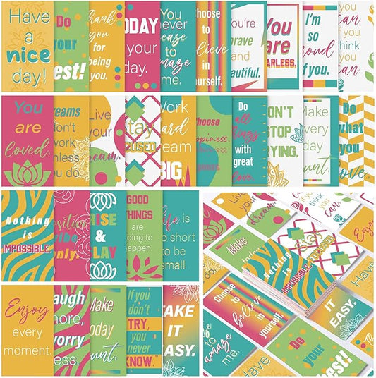 Jinei 300 Inspirational Affirmation Cards Positive Motivational Cards Small Mini Encouragement Quotes for Women Mother's Day Church(Line Flower)
