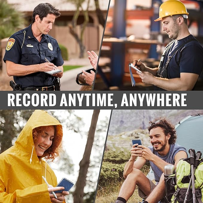 POPYOLA 1 Pack Waterproof Pocket Notebook, 3x5 Pocket Notepad, All Weather Mini Spiral Notepad, Write in the Rain Police Notepad with 100 Squared Pages for Outdoor Home Office School, Blue