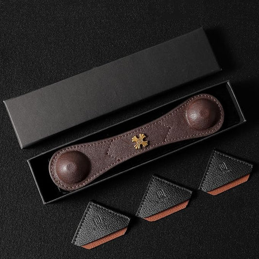 Book Weight Page Holder Heavy Genuine Leather Book Open Holder for Men Women Cookbook Weighted Bookmarks Gift Writer (BPH02-Black1)