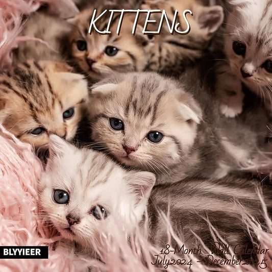 2025 Wall Calendar,Calendar 2025,Kittens Monthly Wall Calendar, 12" x 24" Open,Family Planner Calendar Jul.2024 - Dec.2025 Organizer with Cute kittens Images, for Kitty Cats Lovers