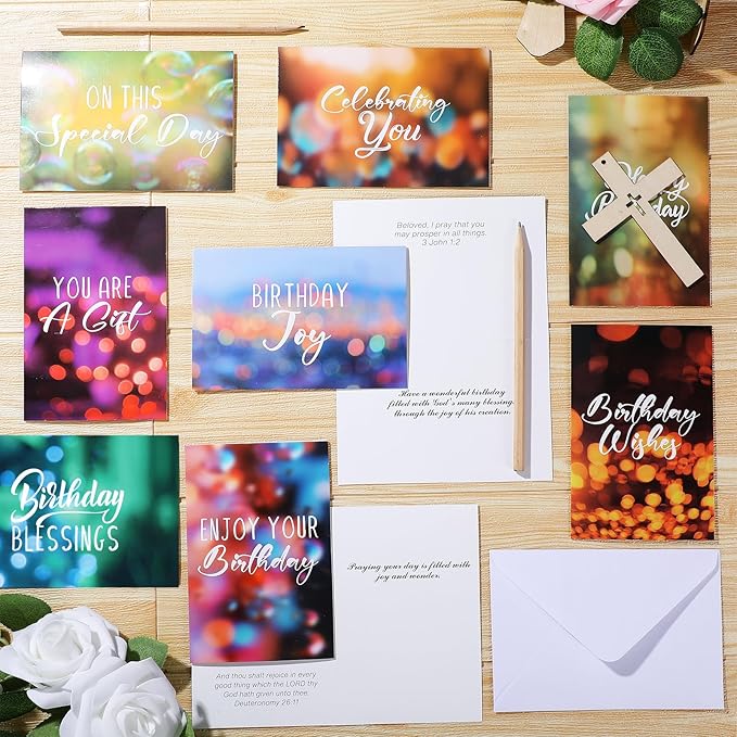 Zhanmai 80 Pack 4 x 6 Inch Religious Christian Birthday Cards Bulk with Scripture Assorted Bible Verse Designs Christian Blessings Birthday Cards with Envelopes (Dreamy Style)