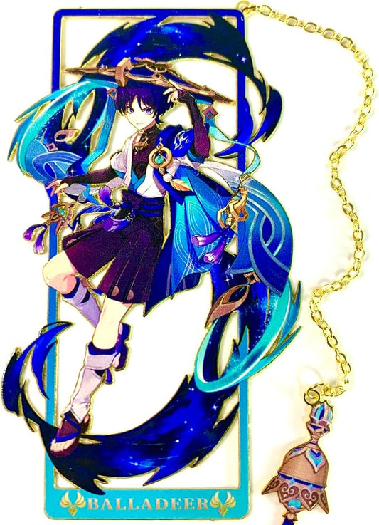 Genshin Impact Wanderer Metal Bookmark - Anime Figure Merch with 3D Display Box - Birthday Gifts for Fans Friends Gamer Book Lovers - Zllada