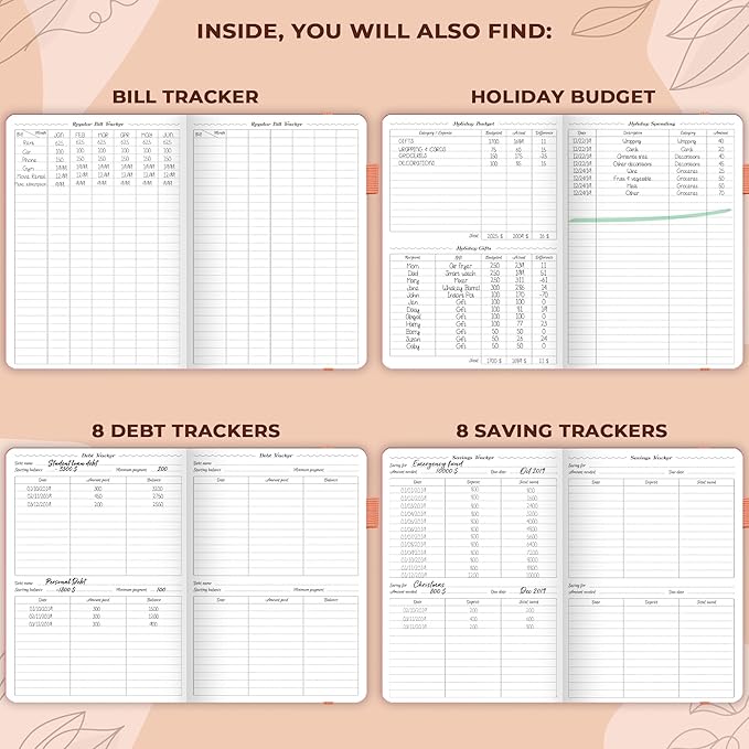 GoGirl Budget Planner – Monthly Financial Planner Organizer Budget Book. Expense Tracker Notebook Journal to Control Money, Compact (Peach Pink)