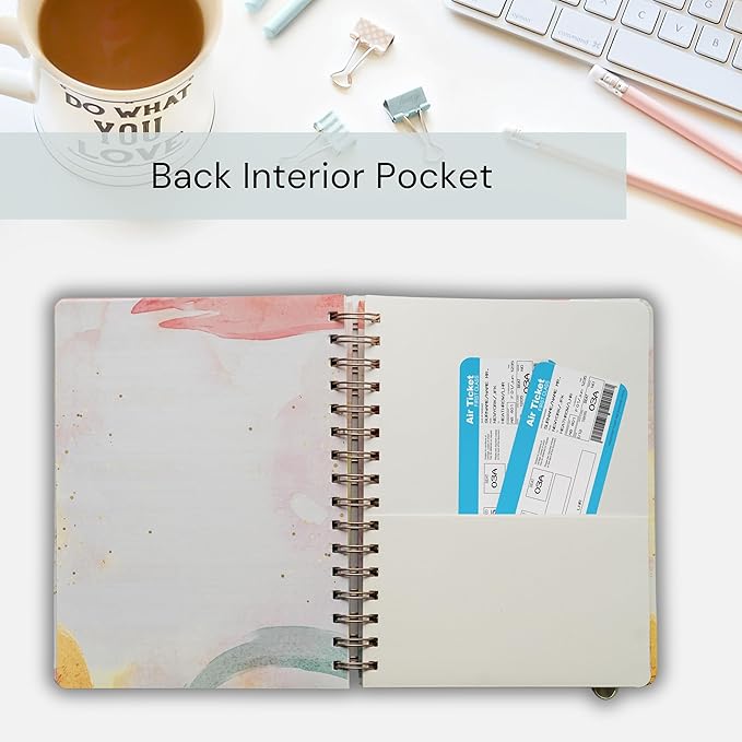 Undated Daily To Do Notebook - Planner Notepad List 6.5x8.5" Cute Colorful Design- Laminated Hard Cover & Rose Gold Spiral Binding- 302 Pages- Daily Task & Lined Notes Pages