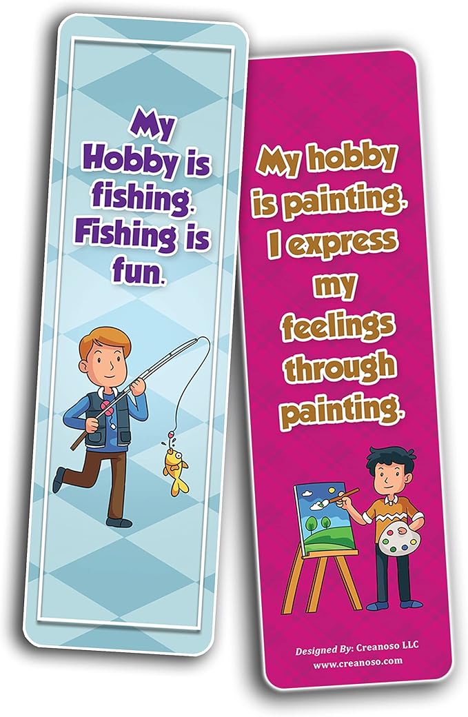 Creanoso My Hobbies Bookmarks (2-Sets X 6 Cards) – Daily Inspirational Card Set – Interesting Book Page Clippers – Great Gifts for Adults and Professionals