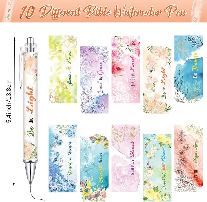 Tinlade 10 Pcs Christian Pens for Women Religious Ink Pens Easter Gifts Inspirational Quotes Bible Verse Ballpoint Funny Office Supplies for Women Men Coworker(Fresh Flower)