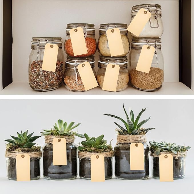 Perco Manila Shipping Tags No 5 4 3/4" x 2 3/8 in (12 x 6 cm) with Metal Wire Pack of 500 (12 x 6 cm)