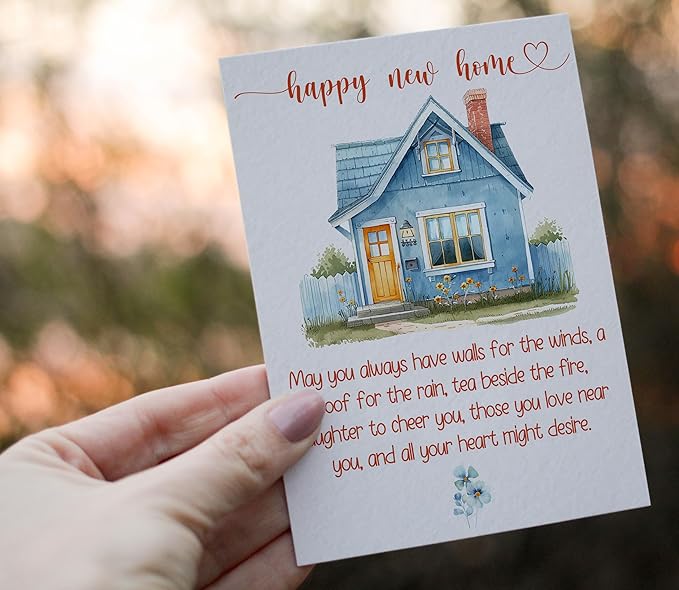 New Home Card, Housewarming Card, Congratulations Home Card - Folded 5"x7" Sing Card with Red Envelope - House Warming Gifts New Home Owner, Neighbor, Friend, Women, Men