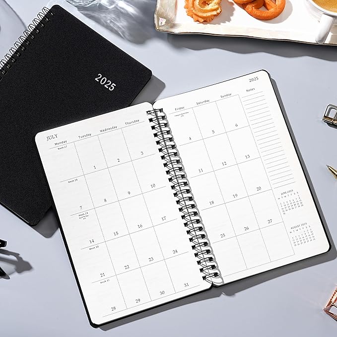 2025 Planner - 2025 Planner Weekly and Monthly, Jan 2025 - Dec 2025, 5" x 8", Twin-Wire Binding, Holidays, Back Pocket, Thick Paper, Classic Black