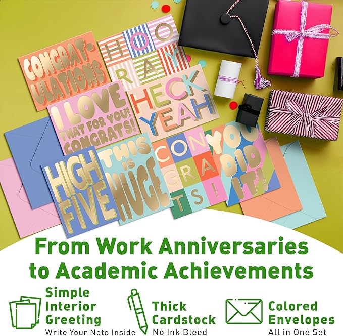 Sweetzer & Orange S&O Fun Congratulations Cards with Envelopes - Colorful Congrats Card Pack of 24 - Encouragement with Envelopes - Appreciation for Coworkers - Boxed Compliment Cards - Recognition