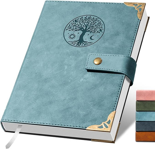Tree of Life Journal for Women Journals for Writing 260 Lined Pages Hardcover Leather Journal Notebooks for Men, 5.7”x8.3”, Blue