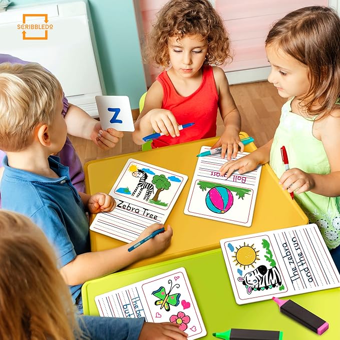 Double Sided Whiteboard 9”x12” Story Lined Dry Erase Board for Kids Writing Board Age 3-5 Practice Drawing Small White Board Teacher Elementary Grade 1 Kindergarten Preschool