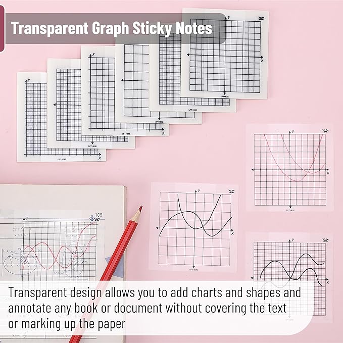 Mr. Pen- Transparent Graph Paper Sticky Notes, 300 Sheets, 3x3 Inch, Graph Sticky Notes, Math Graph Paper, Graphing Sticky Notes, Grid Sticky Notes, Grid Notepad, Mini Graph Paper